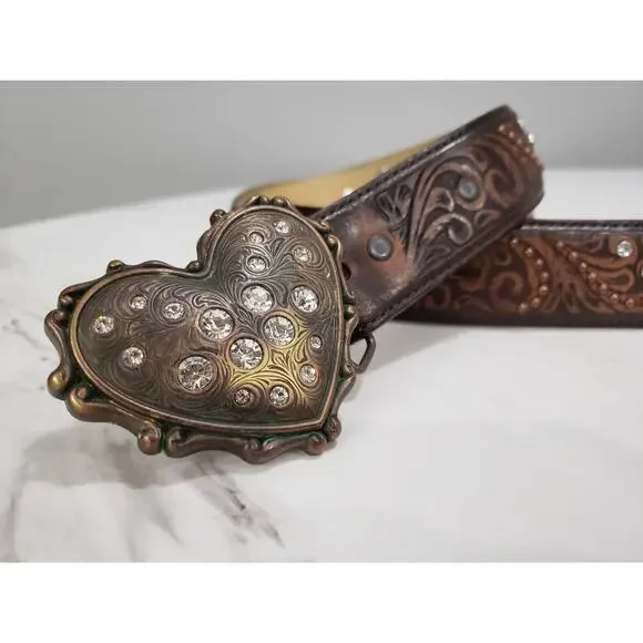 Heart-Embellished Brown Belt CT COTIM COYIN Women main image 3